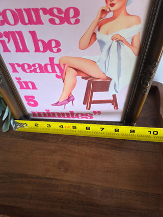 Pinup Bathroom Pic in Wood Frame