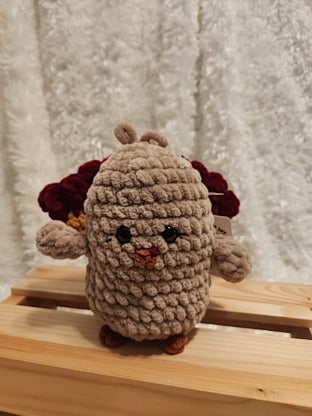 Turkey: Crocheted- tan, red, yellow, orange, 6"