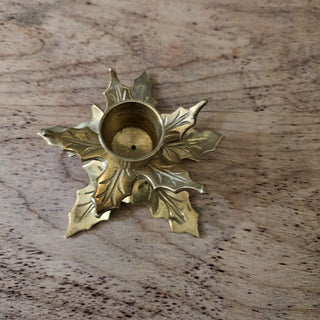 Vintage GATCO Solid Brass Leaf Taper Candleholder (BRI) - MTS|118753