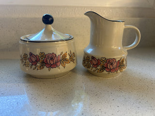 Vintage Creamer and Sugar Bowl with Lid, 3 Piece Set    MTS