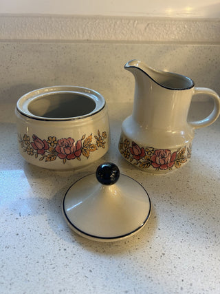 Vintage Creamer and Sugar Bowl with Lid, 3 Piece Set    MTS