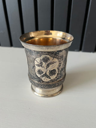 Vintage silver plate ornate beaker cup RSV