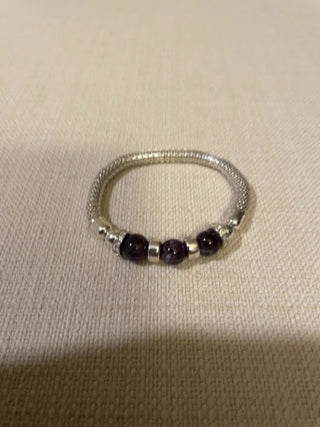 Vintage silver mesh with amethyst beads