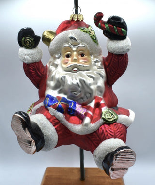 Fitz and Floyd 6 3/4 Sugarplum Santa Ornament Christmas Santa Blown Glass #62 VV MTS|131264