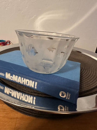 Bowl Frosted Fish Glass MTS|128309
