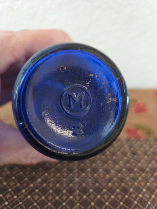 Colbalt Blue Medicine Bottle "M", 5-1/2" Tall, RCD|113057