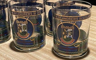 Golf Old Crs St Andrews Scot Plaid Rocks Glass, Each--SP MTS