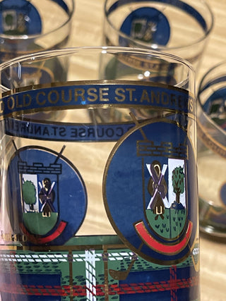 Golf Old Crs St Andrews Scot Plaid Rocks Glass, Each--SP MTS