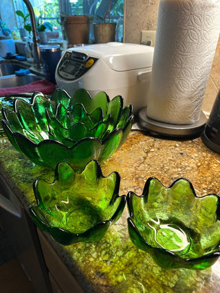 Blenko Glass Salad Bowl Set - Lotus - 10" bowl and 4 salad bowls|43521