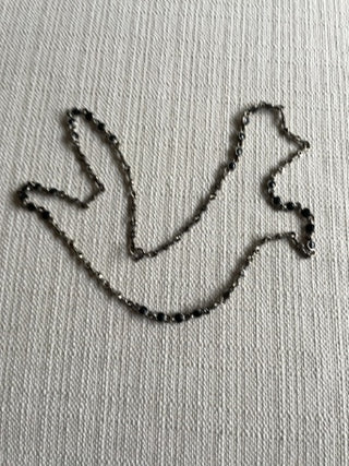 Vintage black and Silvertone  chain necklace 14”