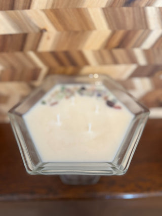 CANDLE TALL CANDY DISH W/STONES SCENT PEONY & MAGNOLA|107391