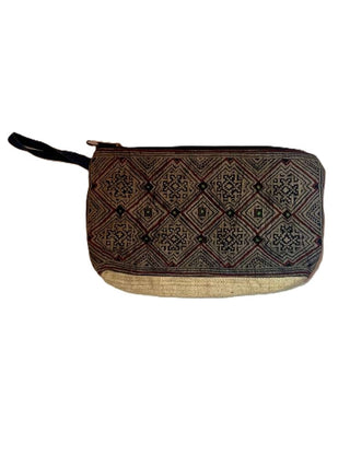 Cross-stitch Short Strap Zip top with hamp bottom Wallet|112472