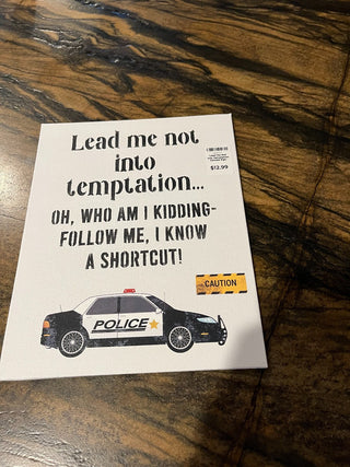 Lead Me Not Into Temptation Canvas Sign RSV