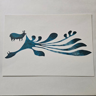 #68 ART SALE - Kenojuak - May: Rabbit Eating Seaweed - Art Print