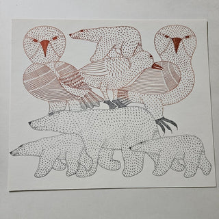 #68 ART SALE - Kenojuak - October: Owls and Bears - Art Print