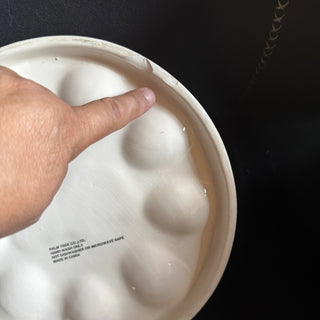 Ceramic White & Pink Easter Egg Plate Bunny & Carrot decorative #62 VV MTS|166040