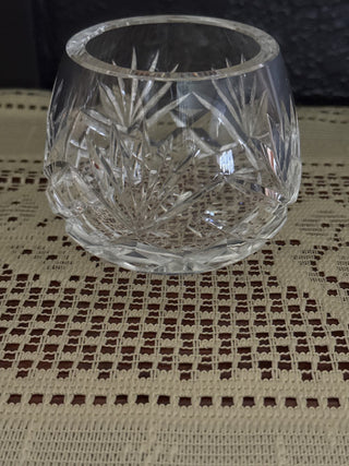 Vintage Crystal Cut Rose Bowl Votiveholder-RCD