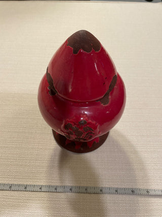 Red decorative jar with lid
