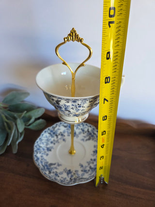Blue & White Floral Teacup Stand