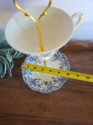 Blue & White Floral Teacup Stand