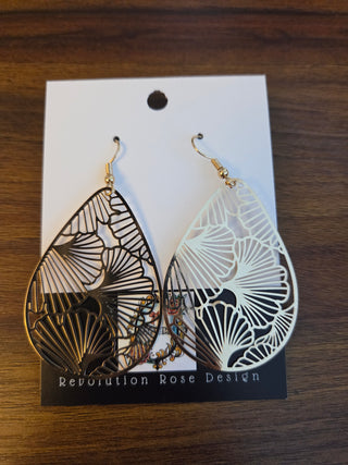 Gold Metal Ginkgo Leaf Earrings