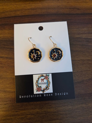 Gold Plated Sun & Moon Earrings