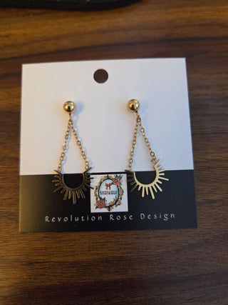 Gold Plated Sun Pendant Earrings