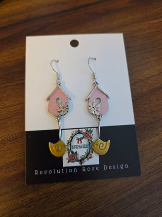 Stainless Steel Birdhouse Earrings