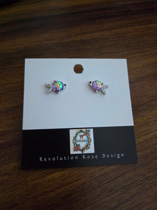 Stainless Steel Rainbow Fish Earrings
