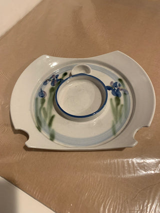 Studio pottery plate w/chopstick rest|150159