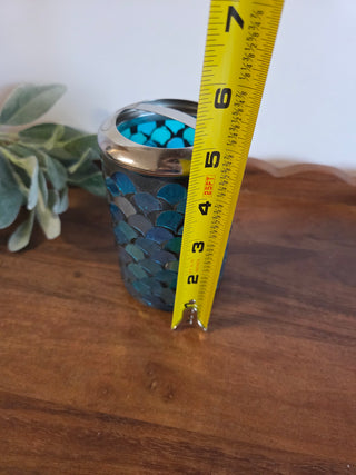 Blue Mermaid Glass Pen Cup