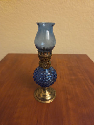 Vtg. Mini Blue Oil Lamp