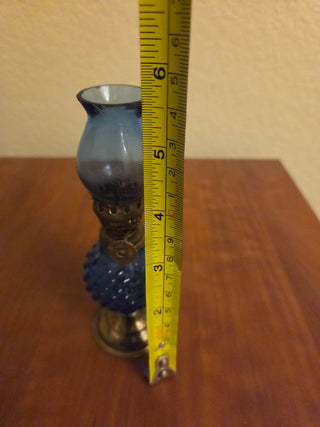Vtg. Mini Blue Oil Lamp