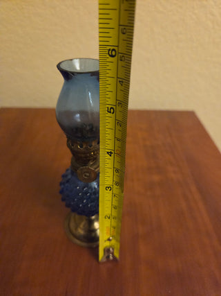 Vtg. Mini Blue Oil Lamp