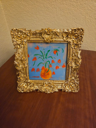 Floral Print in Gold 6x6 Frame