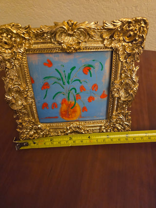Floral Print in Gold 6x6 Frame