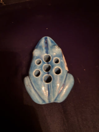 Vintage Mid Century Ocean Blue Ceramic Flower Frog Ikebana insert #62 VV MTS