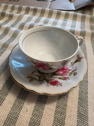 Vintage Japan Rose Teacup and Saucer MTS