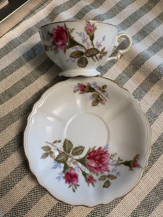 Vintage Japan Rose Teacup and Saucer MTS