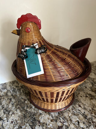 Vintage Wicker Chicken Basket with Lid  MTS|95994
