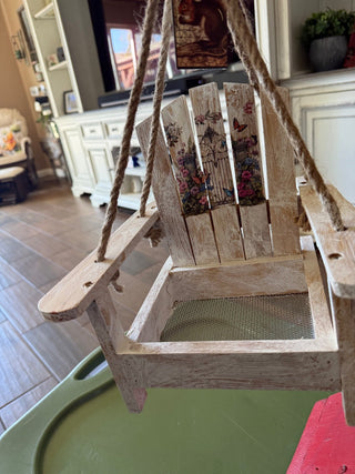 Hanging bird feeder chair hand made and painted RCD