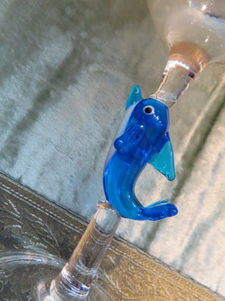 Large Goblet/wine glass w/fish MTB|73872
