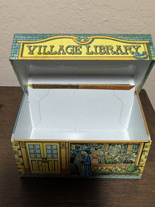 Vintage Metal Village Library Recipe Box|72526
