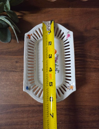 Vtg Dresden Floral Trinket Dish