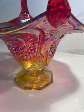 Indiana Sunset Carnival Glass Basket-RSV|75931