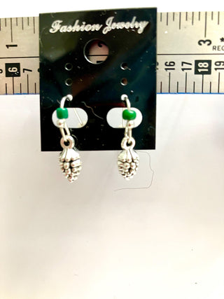 Silver Christmas pinecone earrings|131163