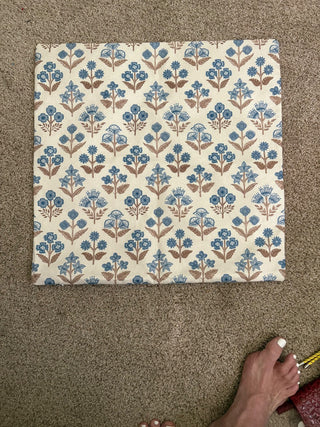 2 blue with tan flowers zip pillow covers RSV (set)