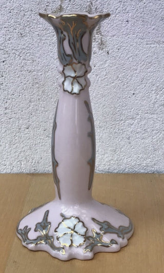 Bohemian Candlestick Pink Porcelain w/Gilt|58458