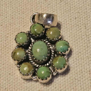 .925 green turquoise cluster pendant|90712