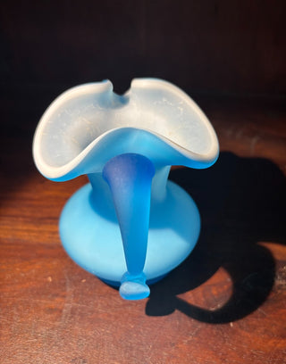 VTG blue/white small statin glass pitcher NM MTS|111735